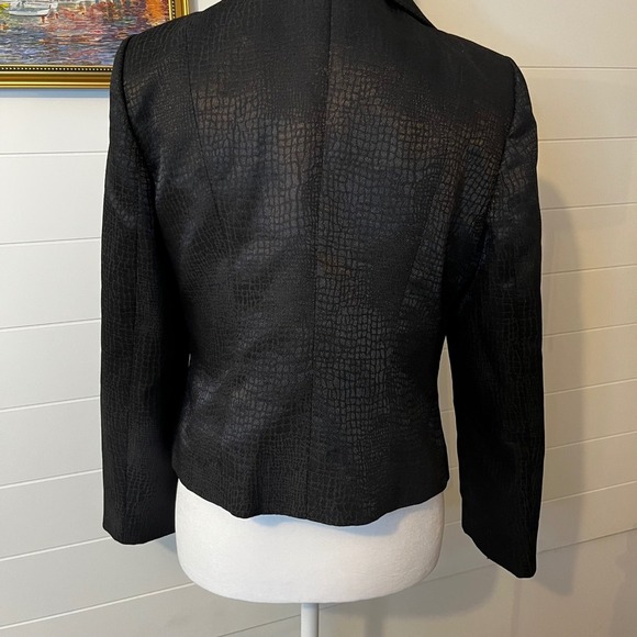 Le Suit Black Croc Embossed Blazer Fitted Jacket Career Wear Business Preppy - Picture 8 of 13